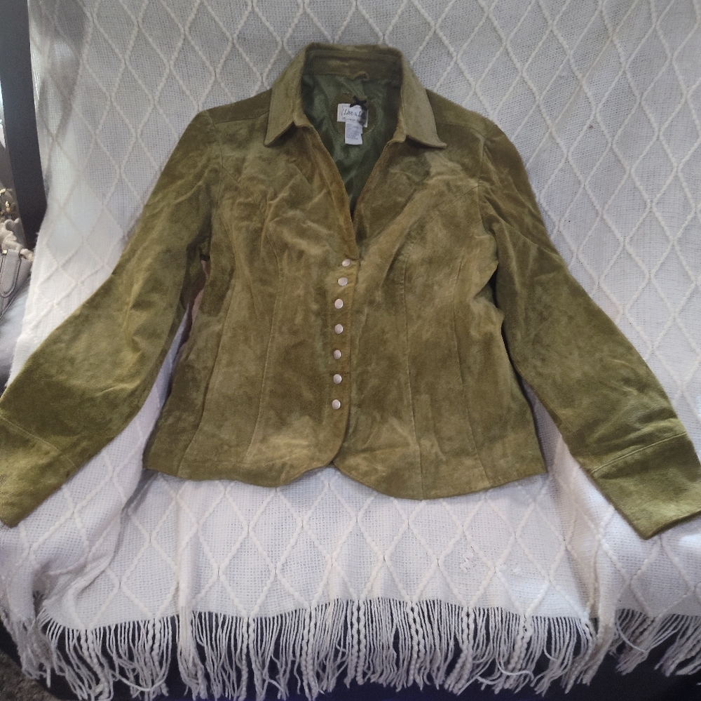 Olive Green Women's Suede Jacket